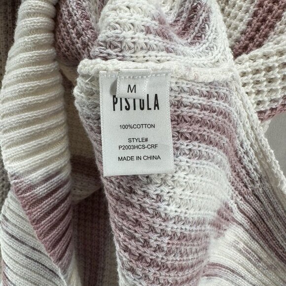 Pistola Sweater Womens Sz M Tie Dye Waffle Jumper Crewneck Pullover White Pink - Picture 7 of 10